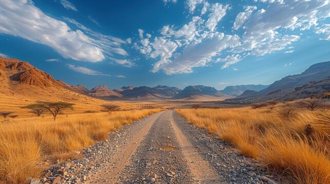 close up of a washboard gravel road in Namibia, generate AI