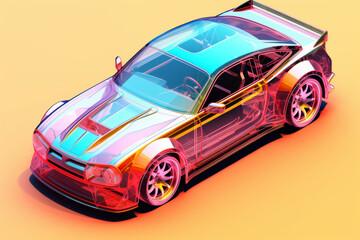 Transparent Car Design on Orange Background