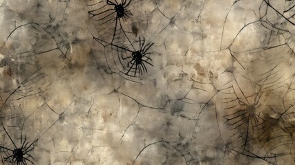 Beige Scary spooky spider web grunge texture