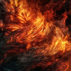 Fototapeta premium Close up texture of fire, summer heats. Generative Ai.