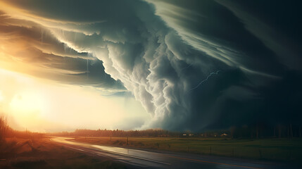 Tornado background, natural disaster concept - obrazy, fototapety, plakaty