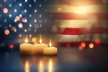 Patriot day vector illustration featuring the american flag Memorial candles And heartfelt text Commemorating the resilience and unity of the nation on september 11 - obrazy, fototapety, plakaty