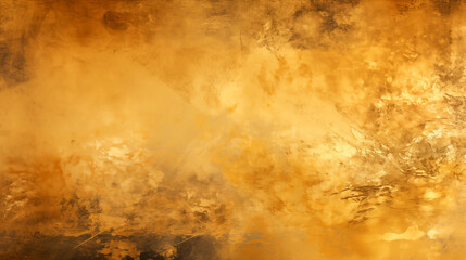 Golden color with an old grunge wall concrete texture as a background, wallpaper gold art. Generative Ai