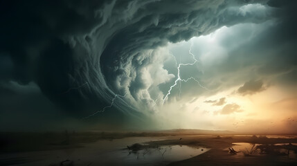 Tornado background, natural disaster concept