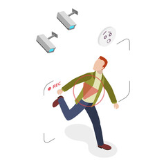 3D Isometric Flat Vector Illustration of Sychology or Psychiatric Poblem, Phobia or Fear. Item 5