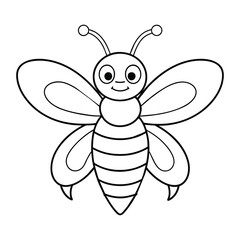 Vector of bee coloring page for kids