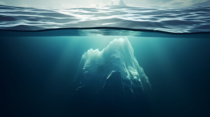 The iceberg is above the water and partially hidden under the water - obrazy, fototapety, plakaty