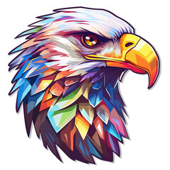 a colorful eagle sticker on a white background, sticker illustration, die cut sticker, sticker concept design