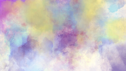 Clouds sky background watercolor colors blur.Sky in watercolor painting soft textured on wet white paper background.	