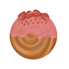 Bakery Logo Strawberry Cream Pastry Illustration