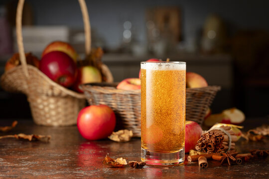 Apple cider with fresh apples, cinnamon, and anise.