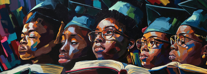 Black students - obrazy, fototapety, plakaty
