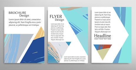 Abstract backgrouns set, grunge texture. Minimalistic art, brush strokes style. Design for card, brochure, banner idea, book cover, booklet print, flyer sheet a4. Collage page, web header template.