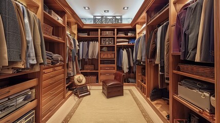 Men wardrobe interior design , brown themed