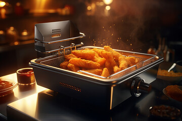 Golden Fried Food Delight: A Banner Image of Hot Crispy Snacks Ready to Serve
