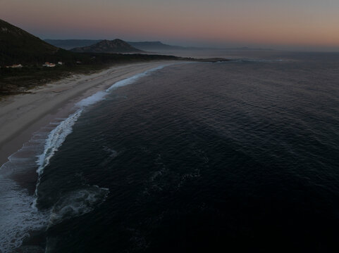 Aerial view of Monte Louro and Lari&ntilde;o beach at sunset. Carnota