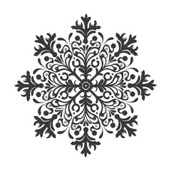 Silhouette mandala flower snowflake shaped black color only