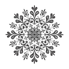 Fototapeta na wymiar Silhouette mandala flower snowflake shaped black color only