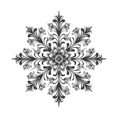 Fototapeta premium Silhouette mandala flower snowflake shaped black color only