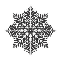 Fototapeta premium Silhouette mandala flower snowflake shaped black color only