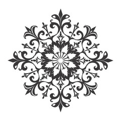 Silhouette mandala flower snowflake shaped black color only