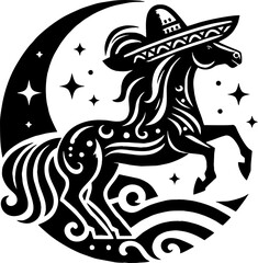 Horse vector silhouette in mexican style 