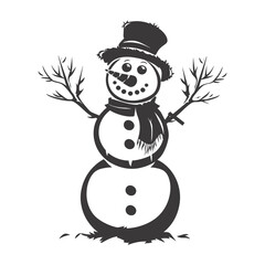 Silhouette snowman black color only full body