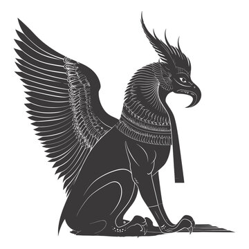 Silhouette spinx the egypt Mythical Creature black color only full body