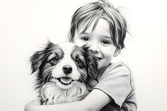 Child's Pencil Drawing of a Dog. Concept Art, Child, Drawing, Dog, Pencil