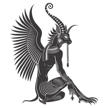 Silhouette spinx the egypt Mythical Creature black color only full body
