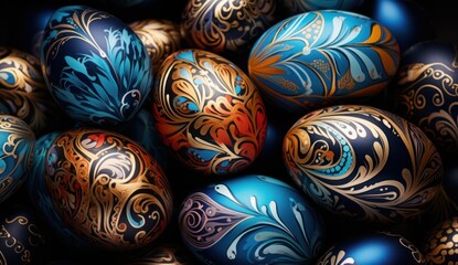 Fototapeta na wymiar a group of colorful decorated easter eggs