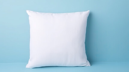 White Soft Pillow isolated on blue background