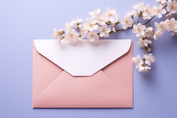 a gift envelope with flowers on a pink background