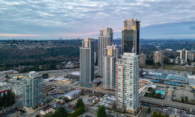 Obraz premium Highrise Buildings in Moder City. Coquitlam, Vancouver, BC, Canada.