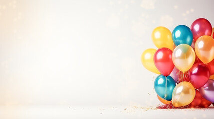Fototapeta na wymiar Balloons on light background for writing with free space wallpapers - Generative AI