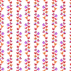 Watercolor seamless pattern with multicolored butterflies
