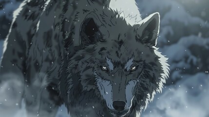 Stylized Portrait of Fenrir, the Norse Wolf of Mythology, Destined for Ragnarok with Chains, Giant Origins, and Asgard's Prophecy
 - obrazy, fototapety, plakaty