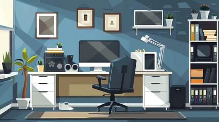 Gaming room interior design , blue lights