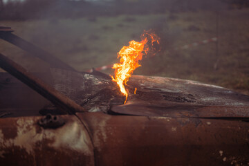 Burned-out personal car
