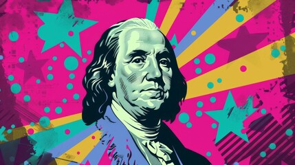 Naklejka na ściany i meble Stylized Portrait of George Washington: America's Founding President, Revolutionary Commander, and Constitution Advocate 