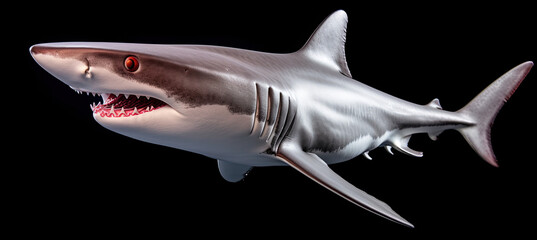 Shark isolated on black background - obrazy, fototapety, plakaty