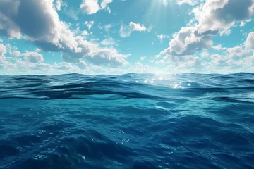 Foto auf Alu-Dibond Blue sea or ocean water surface and underwater with sunny and cloudy sky © Ammar