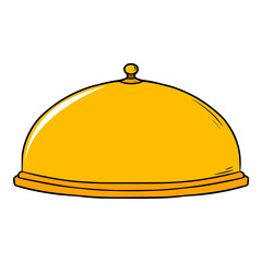 golden cloche on a plate illustration hand drawn isolated vector