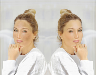 Dark spots, freckles,hyperpigmentation(melasma or chloasma),concept - skin lightening, skin whitening, fruit acids,AHA, Skin Brightening