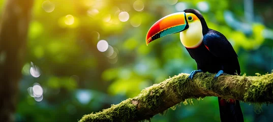 Sheer curtains Toucan Toucan sitting on the branch in the forest