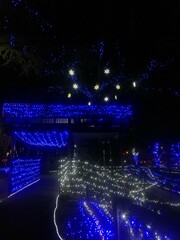 Fototapeta premium 雪の結晶の形と青色のイルミネーション