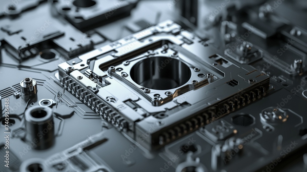 Poster a conceptual 3d image of a digital lock mechanism, symbolizing cybersecurity, with intricate details