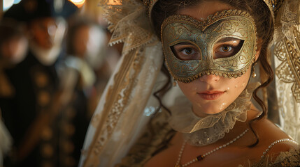 A lavish medieval French masquerade ball, where candlelit elegance meets mysterious allure. Guests in opulent costumes and intricate masks dance in a grand hall, weaving tales of intrigue and romance.
