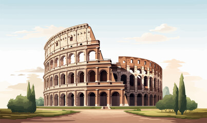Colosseum vector isolated on whit - obrazy, fototapety, plakaty