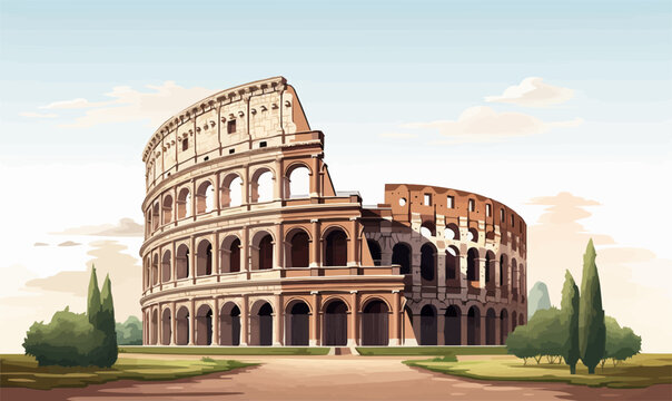 Colosseum vector isolated on whit